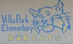 Villa Park Elementary Bobcats painting in front of VPE