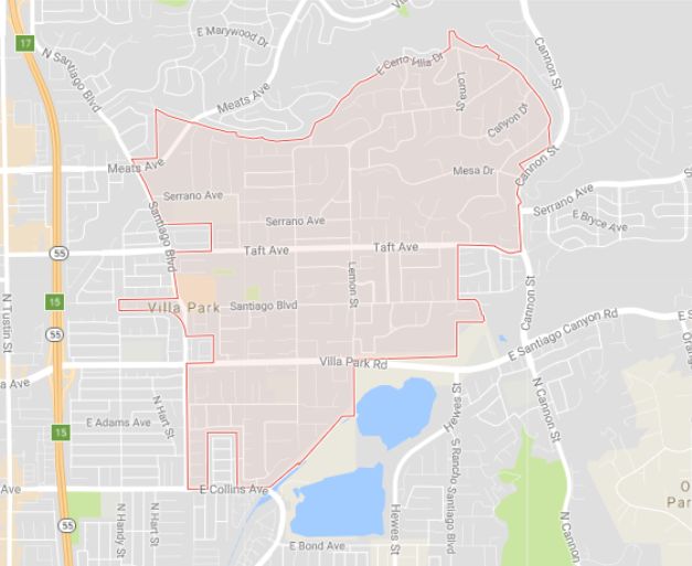 Map of Villa Park, CA 92861