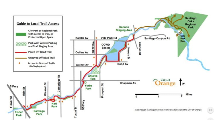 Santiago Creek Bike Trail Map
