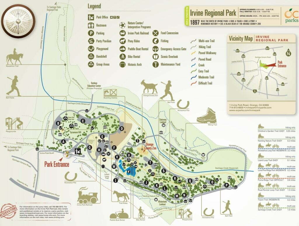 Irvine Regional Park Map