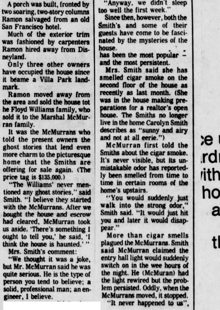 1977 Villa Park Haunted House Newspaper Article – Part 2