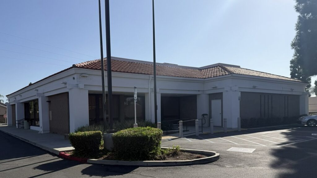 Former Bank of America branch in the Villa Park Town Center after its 2026 closure