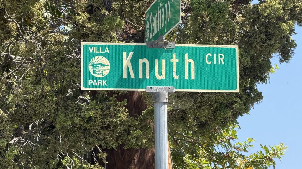 Knuth Circle Villa Park,, CA street sign