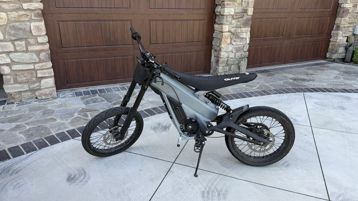 Electric bike on a residential street in Villa Park, California